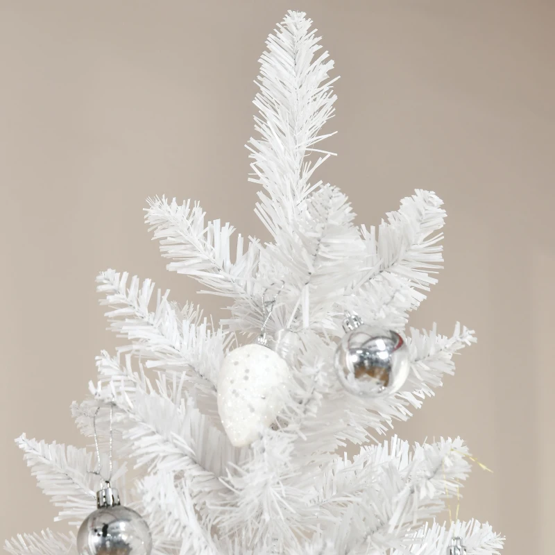 HOMCOM 7ft Pencil Artificial Christmas Tree with Pine Realistic Branches, Auto Open, Pink and White