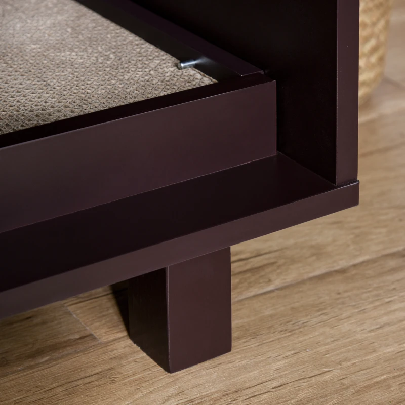 PawHut Cat Litter Box Enclosure, Hidden Litter Box Furniture, Cat House End Table Washroom with Scratching Pad, for Indoor Cats Kittens, 36" x 20.5" x 20", Brown