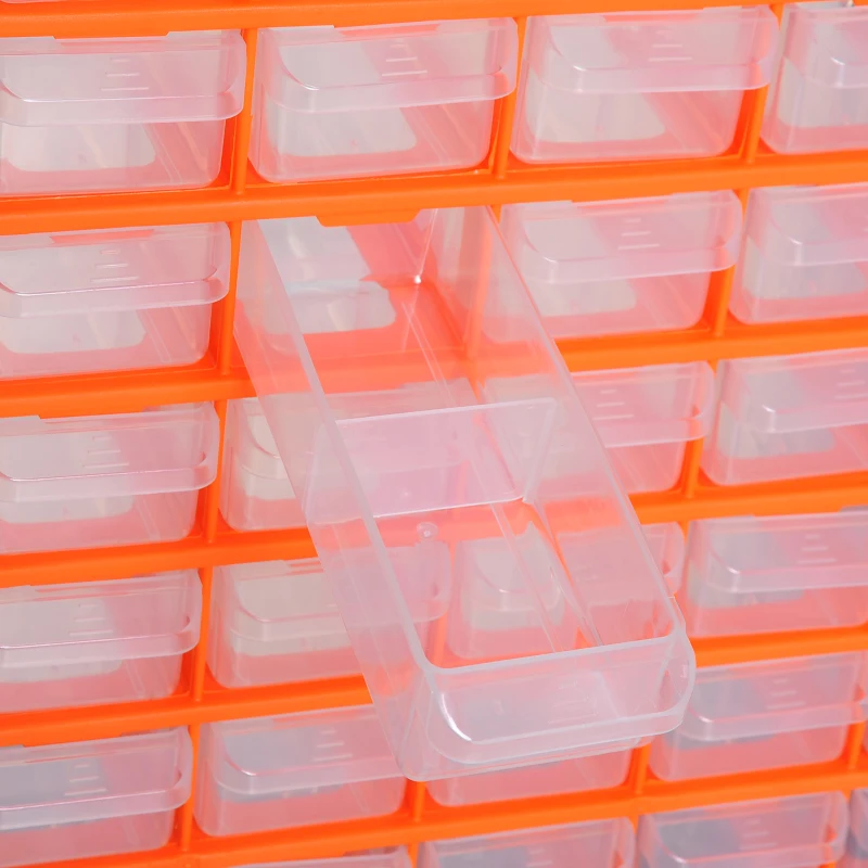 DURHAND Plastic Screw Organizer Storage Cabinet for Garage, 60 Drawers Parts Organizer Desktop or Wall Mount Storage Container for Hardware, Parts, Crafts, Beads, or Tools, Orange