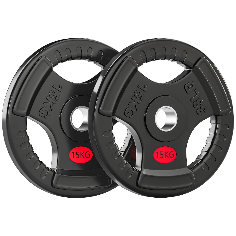 Soozier Weight Plates Set, 2-Inch Barbell Weights Set w/Tri-Grips for Home Gym Weightlifting and Strength Training, 2 x 33lbs