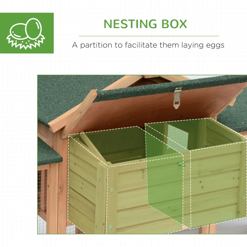 PawHut Wooden Chicken Coop, Outdoor Backyard Garden Large Rabbit Hutch with Nesting Box, Run, Ramp, Drawer