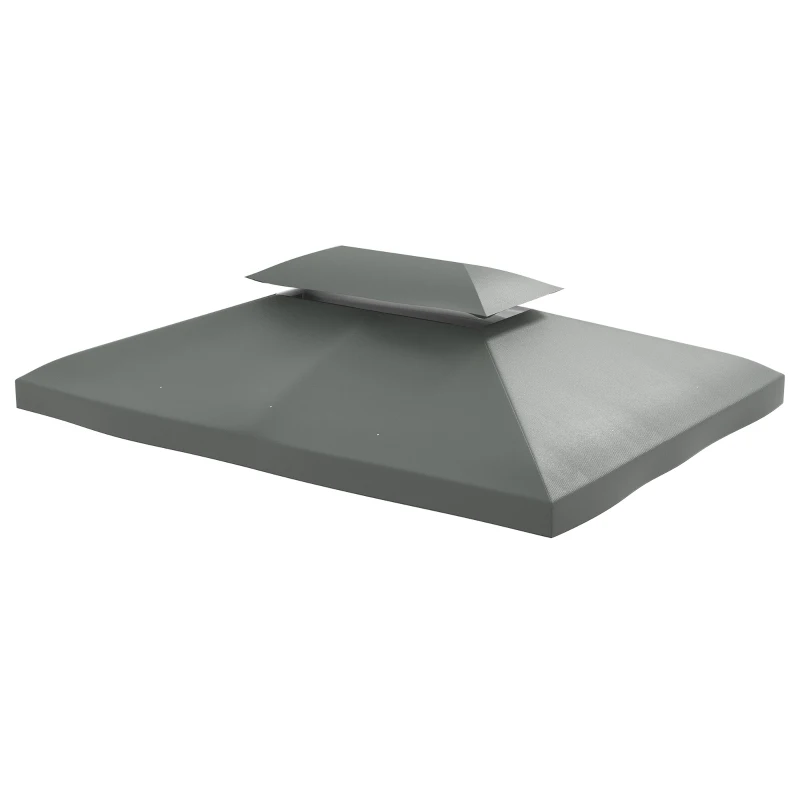 Outsunny 13' x 10' Gazebo Replacement Canopy 2 Tier Top UV Cover Pavilion Garden Patio Outdoor, Deep Grey (TOP ONLY)