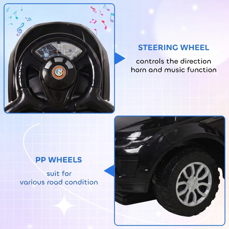 Aosom 3 In 1 Push Cars for Toddlers Kid Ride on Push Car Stroller Sliding Car with Horn Music, Black