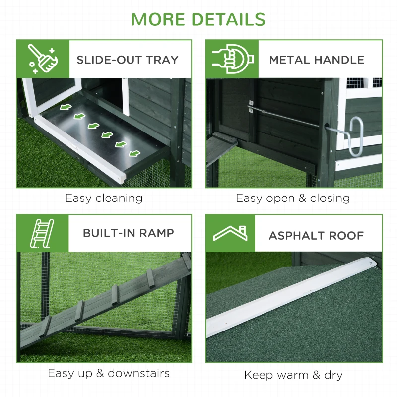 PawHut 84" Chicken Coop Wooden Hen House Rabbit Hutch Poultry Cage Pen Outdoor Backyard with Nesting Box and Run, Green