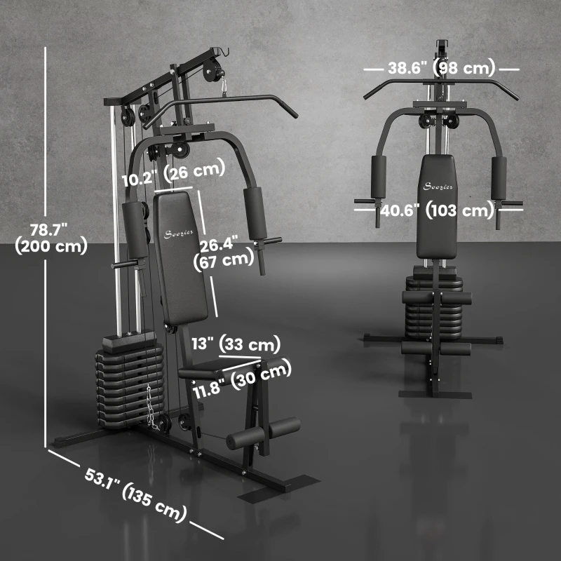 Soozier Home Gym Equipment, Multifunction Workout Machine with 99lbs Weight Stack for Back, Chest, Arm, Legs, and Full Body Workout