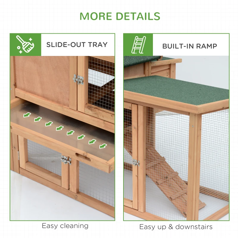 PawHut Wooden Chicken Coop, Outdoor Backyard Garden Large Rabbit Hutch with Nesting Box, Run, Ramp, Drawer