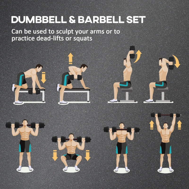 Soozier 66lbs 2-in-1 Adjustable Dumbbells Weight Set, Dumbbell Hand Weights Barbell for Body Fitness, Lifting Training for Home, Office, Gym, Black and Red