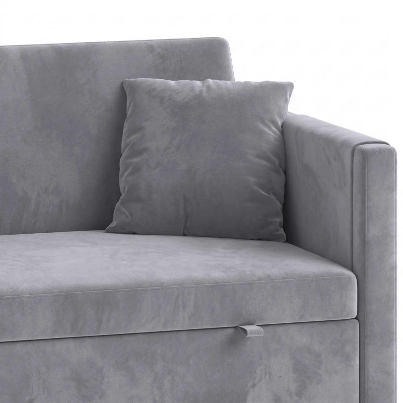 HOMCOM 52" Sofa Bed, Holland Velvet Loveseat Pull Out Sleeper Sofa with USB Ports, Adjustable Backrest, Side Pockets, Dark Grey
