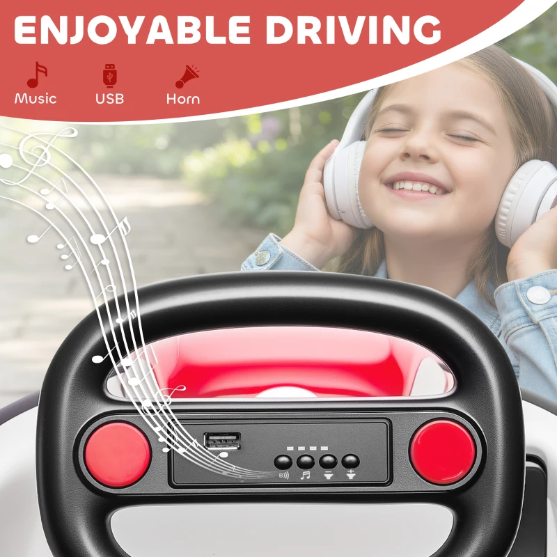 Qaba 6V Kids Bumper Car with Big Wheels, Electric Car for Kids with 360-Degree Spin, Slow Start, for 37-72 M, Red