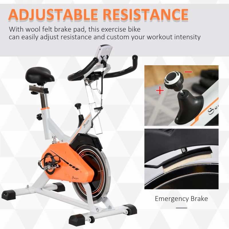 Soozier Upright Exercise Bike Indoor Cardio Workout Fitness Bike with Adjustable Resistance Seat Handlebar LCD Display for Home Gym