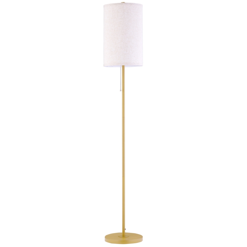 HOMCOM Modern Floor Lamp w/ Steel Frame and Pull Rope Switch, Standing Lamp for Living Room, Bedroom, Office