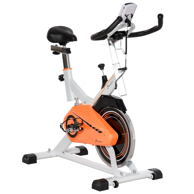 Soozier Upright Exercise Bike Indoor Cardio Workout Fitness Bike with Adjustable Resistance Seat Handlebar LCD Display for Home Gym