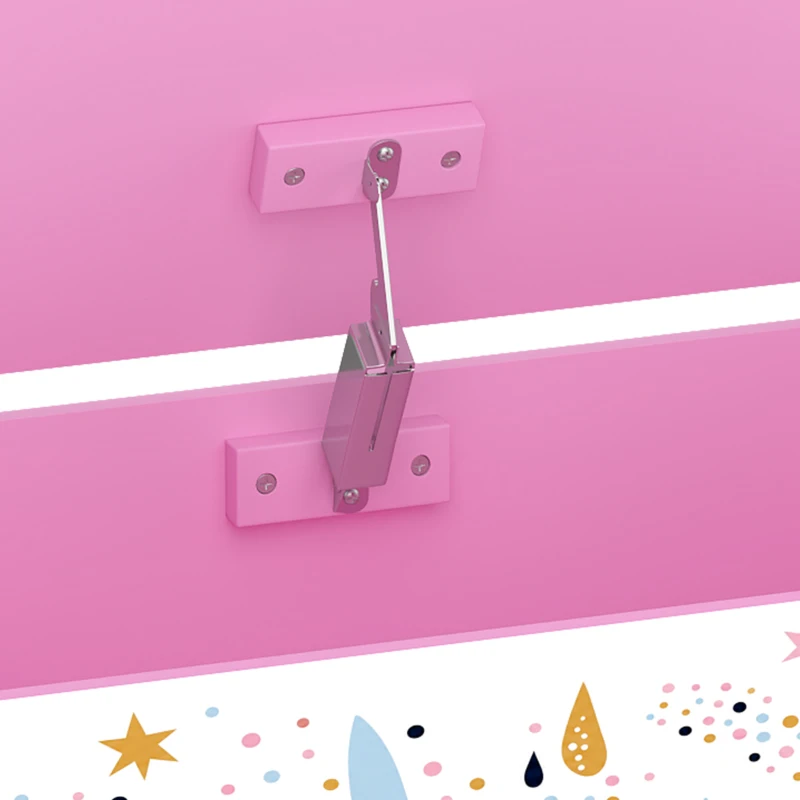 Qaba Kids Storage Chest with Lid, Toy Box with Safety Hinges and Groove Handles for Kids, Bedroom, Playroom, Nursery, Pink