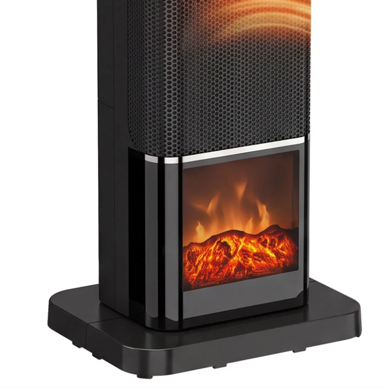 HOMCOM Space Heater with Realistic Flame Effect, 1500W Ceramic Electric Heater with Adjustable Thermostat, Oscillation, Timer