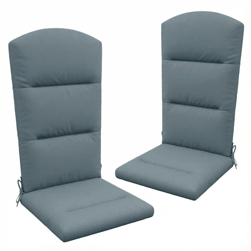 Outsunny Patio Chair Cushions for Adirondack Chair Replacement Cushions with Back and Ties, Set of 2, Dark Grey