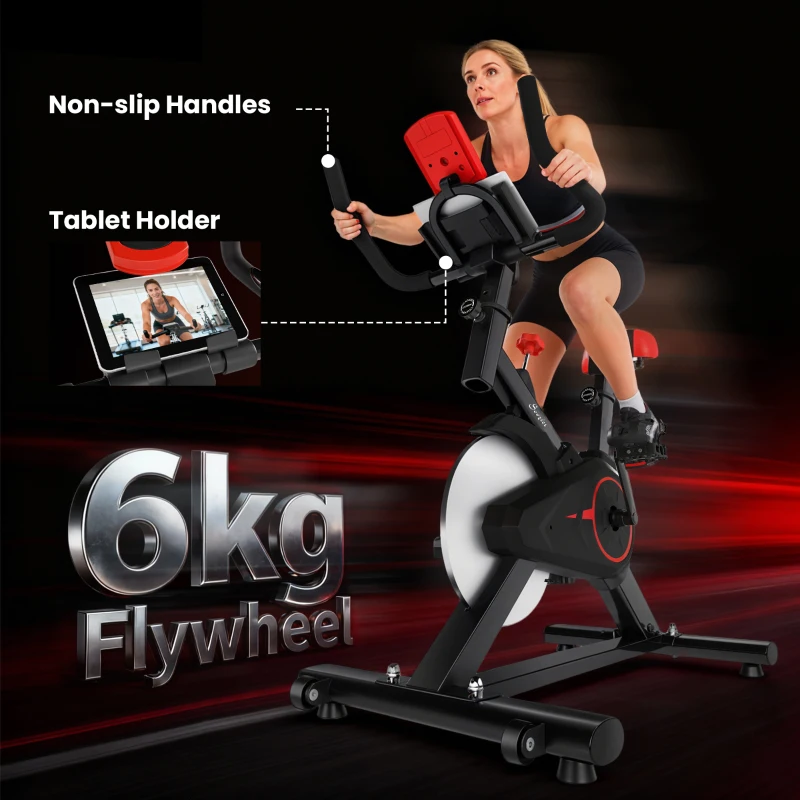 Soozier Upright Exercise Bike, Magnetic Resistance Stationary Bike with LCD Display, Indoor Cycling Bike for Home w/ Adjustable Resistance, Comfortable Seat Cushion