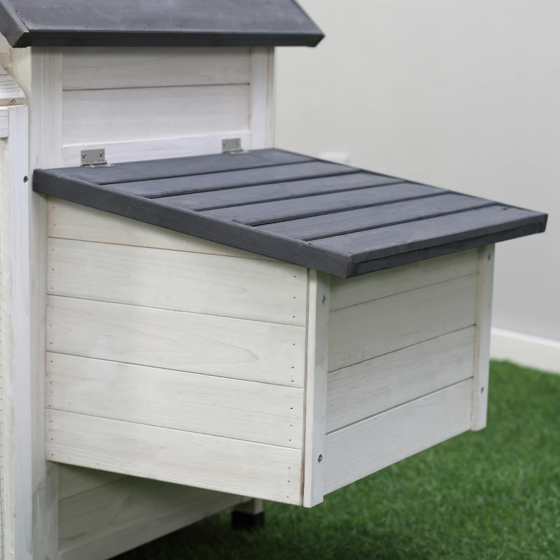 PawHut 65" Chicken Coop Wooden Hen House Rabbit Hutch Poultry Cage Pen Outdoor Backyard with Nesting Box, Ramp, Run, and Ladder