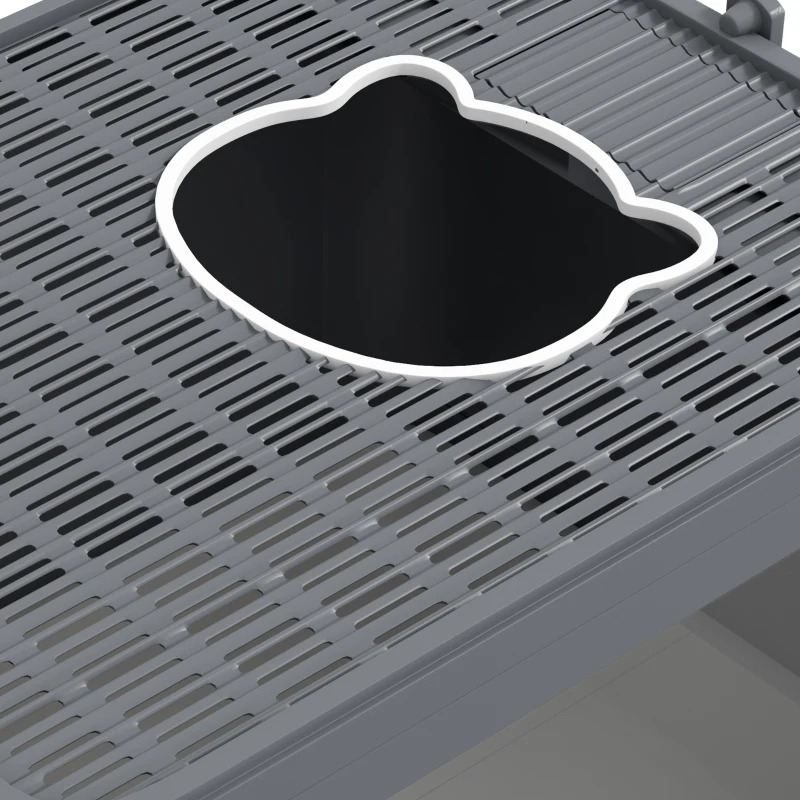 PawHut Cat Litter Box, Front Enter & Top Exit Cat Litter Tray with Scoop, Pull-out Tray, Easy to Clean, Grey
