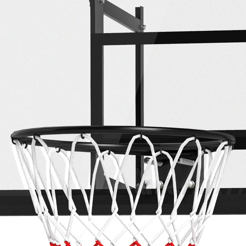 Soozier Wall Mounted Basketball Hoop, Height Adjustable Mini Basketball Hoop with 43" x 35" Backboard, 18" Steel Rim, Black