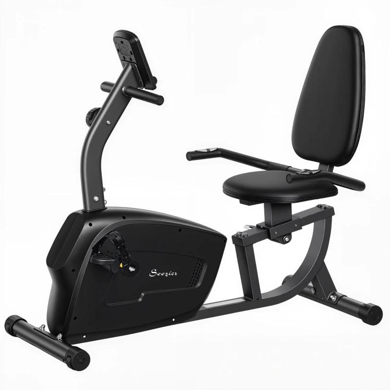 Soozier Recumbent Exercise Bike with 8-Level Magnetic Resistance, LCD Monitor, Heart Rate Handle and Adjustable Seat