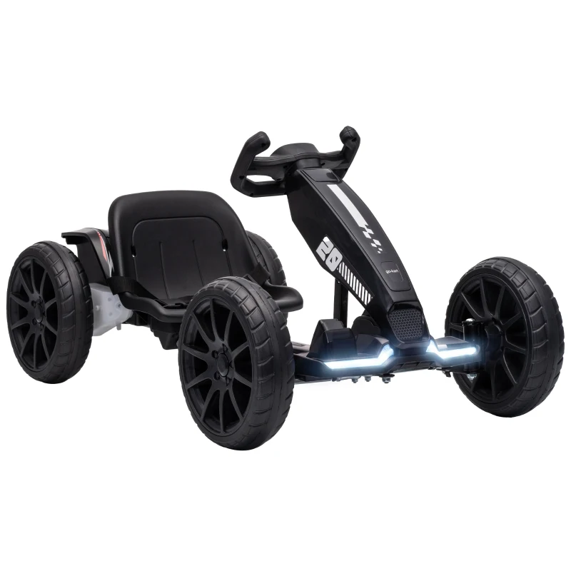 Qaba 12V Electric Go Kart for Kids with Dual Motors, Adjustable Seat, Soft Start, LED Lights, EVA Wheels, for Age 3-6, Black
