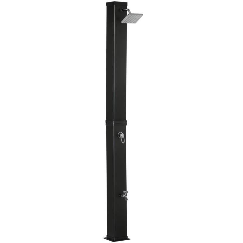 Outsunny 10.6 Gallons Solar Heated Shower with Free-Rotating Shower Head, Temperature Adjustment & Foot Shower