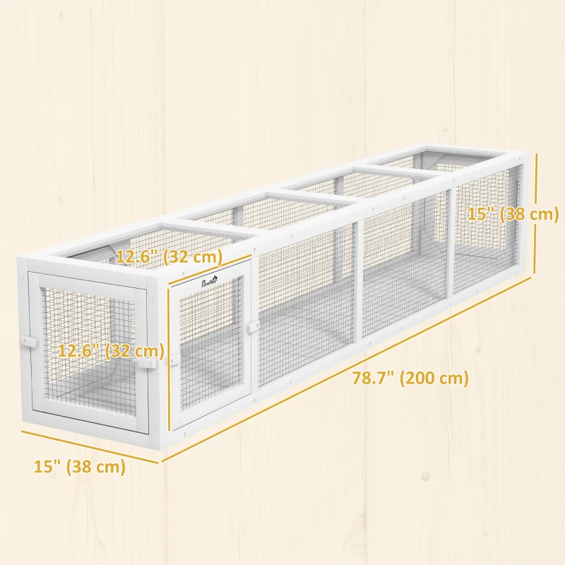 PawHut 79" Long Cat Tunnel, Cat shelter L- Shape with Extendable Design, Cat Enclosure for Indoor/Outdoor Use, White