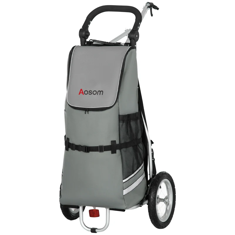Soozier Bike Trailer, Bicycle Cargo Trailer with 12" Wheels, Reflective Strips, Outdoor Wagon Carrier with Aluminum Frame