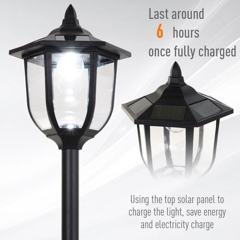 Outsunny Solar Torch Lights Outdoor Garden Lighting 6 LED Water-Resist Auto On/Off 6 Hours