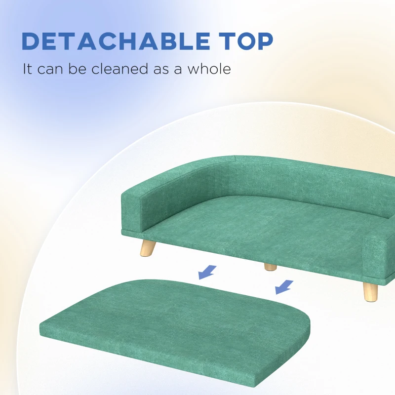 PawHut Dog Sofa for Large Dogs with Washable Cover, Anti-slip Foot Pads, Green