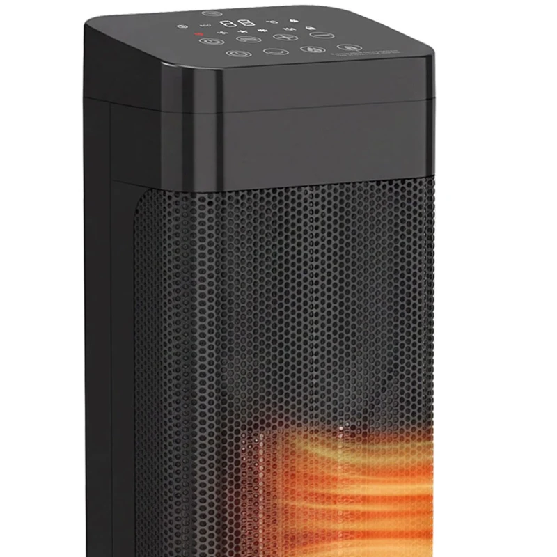 HOMCOM Space Heater with Realistic Flame Effect, 1500W Ceramic Electric Heater with Adjustable Thermostat, Oscillation, Timer