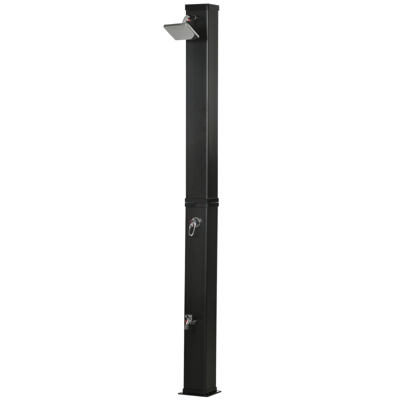 Outsunny 10.6 Gallons Solar Heated Shower with Free-Rotating Shower Head, Temperature Adjustment & Foot Shower