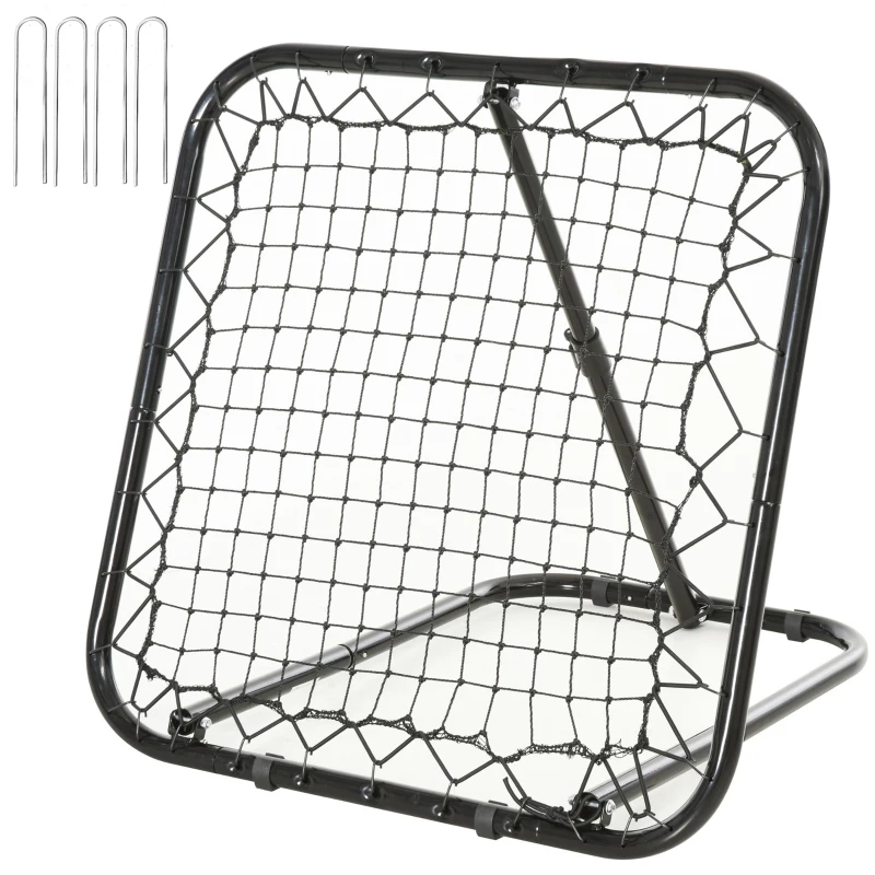 Soozier Soccer Rebounder Net, 3' x 3', Angle Adjustable Baseball Rebounder Net Training Equipment Aid with Quick Folding Design for Teens & Adults, Kickback Target Goal Play