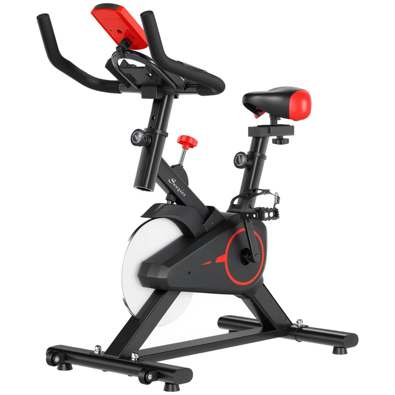 Soozier Upright Exercise Bike, Magnetic Resistance Stationary Bike with LCD Display, Indoor Cycling Bike for Home w/ Adjustable Resistance, Comfortable Seat Cushion