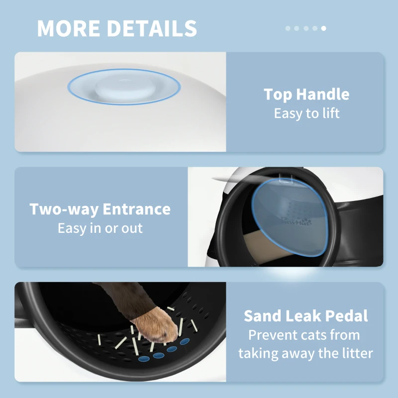 PawHut Cat Litter Box with Lid, Covered Litter Box w/ High Sides, Black