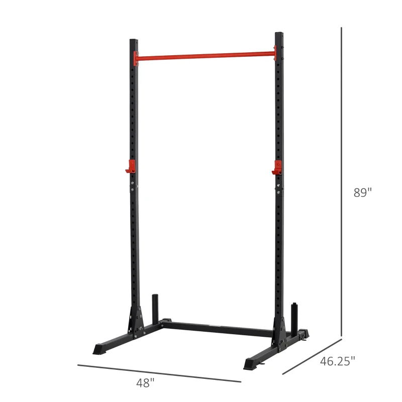 Soozier Adjustable Barbell Power Rack Squat Stand Strength Training Fitness Pull Up Weight Cage Home Gym Black