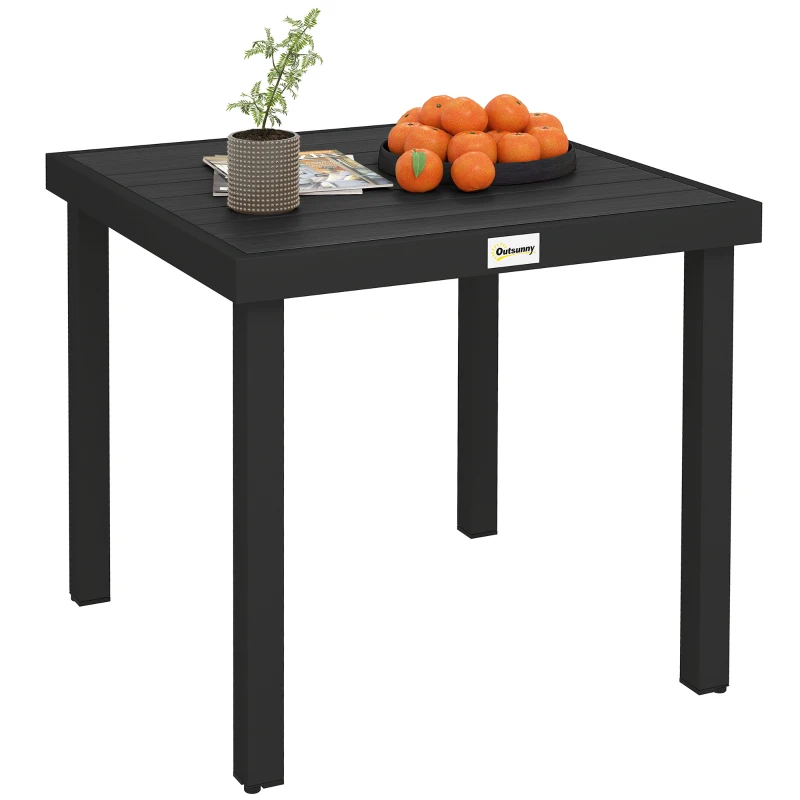 Outsunny Patio Dining Table for 4, Square Aluminum Outdoor Table for Garden Lawn Backyard, Black
