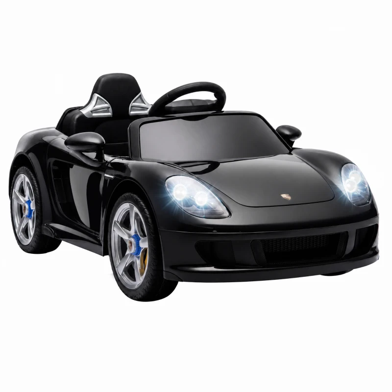 Qaba 12V Kids Ride On Car, Licensed Porsche Carrera GT with Remote, Rear Suspension, Smooth Start for Ages 3-6, Black