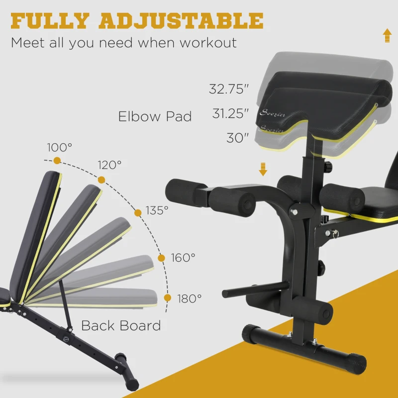 Soozier Adjustable Weight Bench, Sit Up Dumbbell Bench, Multi-Functional Purpose Hyper Extension Workout Bench with Adjustable Seat and Back Angle