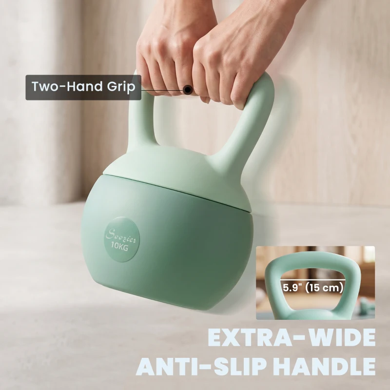 Soozier 22 lb Soft Kettlebell, Sand Filled Weight w/ Grip Handle, Kettlebell Weight for Full Body Workout, Green