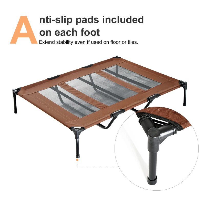 PawHut Elevated Dog Bed, Raised Dog Cot for XL Sized Dogs, Indoor & Outdoor, 48" x 36" x 9", Coffee