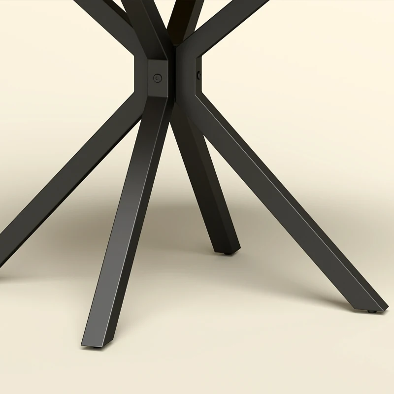 HOMCOM Dining Table Set Industrial Kitchen Table Chairs for 4 Round Table Steel Frame, Oak and Grey