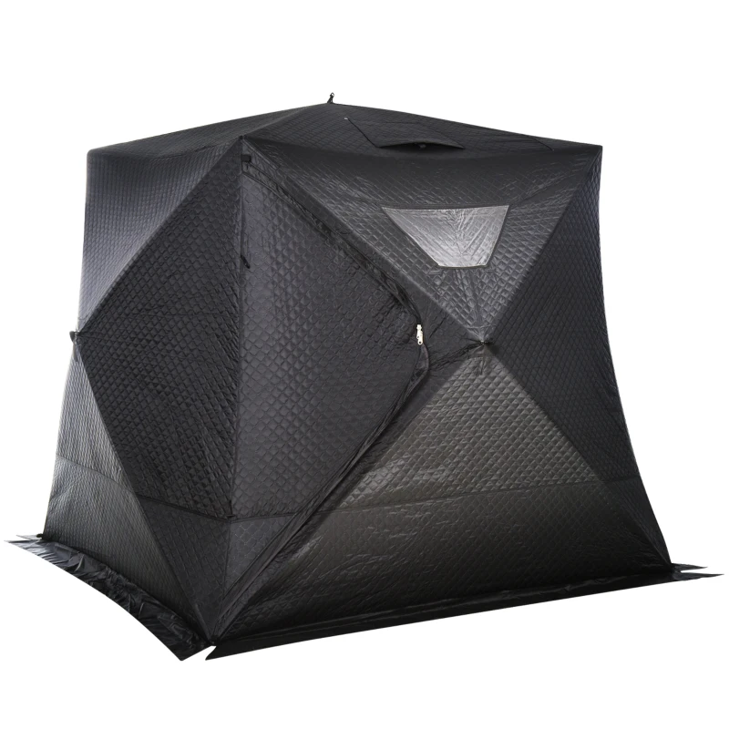 Outsunny 4-Person Insulated Ice Fishing Tent, Portable Ice Fishing Shelter with Ventilation Windows, Carry Bag, Two Doors and Anchors for Low-Temp -22℉