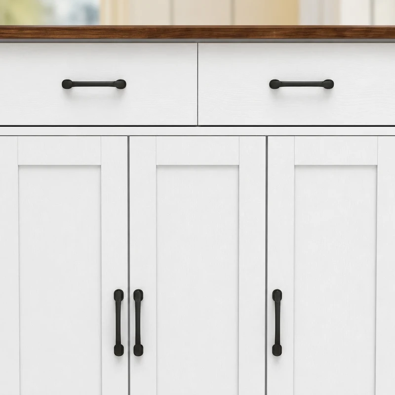 HOMCOM 53" Kitchen Island with Power Outlet and Drop Leaf, Kitchen Cart on Wheels with 360° Rotating Rack, White