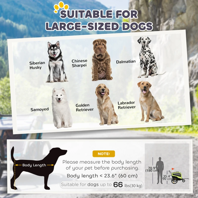 Aosom 2-in-1 Dog Bike Trailer for Large Dogs, Green