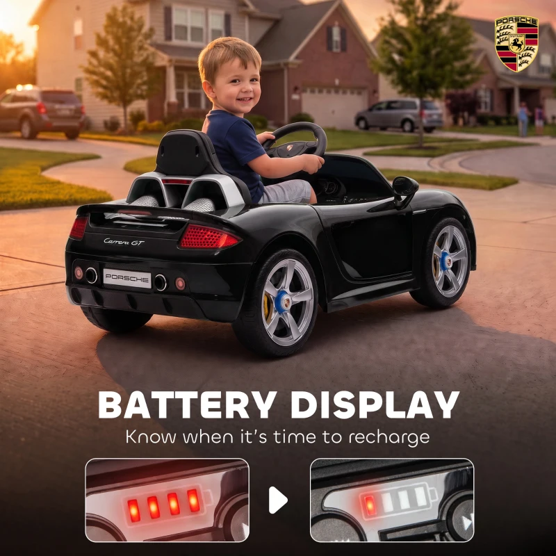 Qaba 12V Kids Ride On Car, Licensed Porsche Carrera GT with Remote, Rear Suspension, Smooth Start for Ages 3-6, Black
