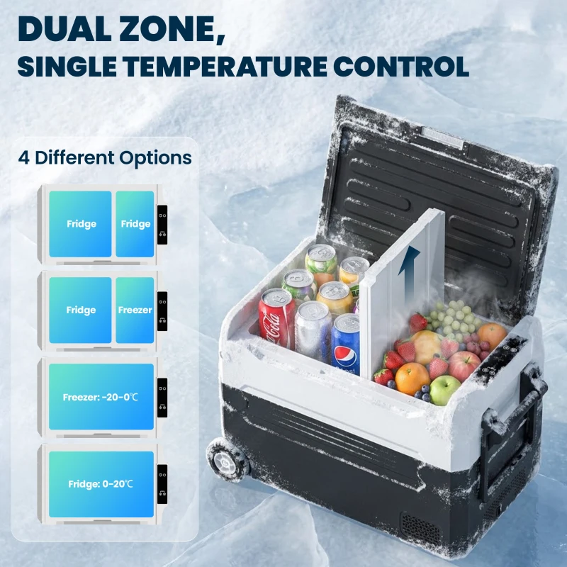 Outsunny 12 Volt Car Refrigerator, 42QT Car Fridge with App Control, 12/24V DC and 100-240V AC, Black
