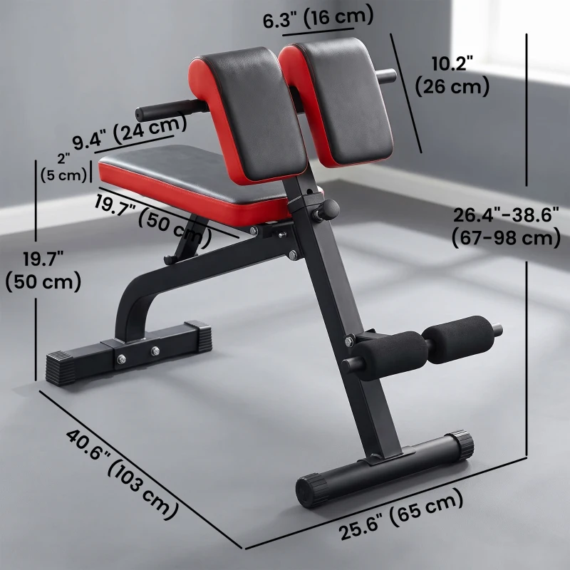 Soozier Foldable Roman Chair Hyperextension Bench, 660LBS Adjustable Weight Bench for Home Gym, Black