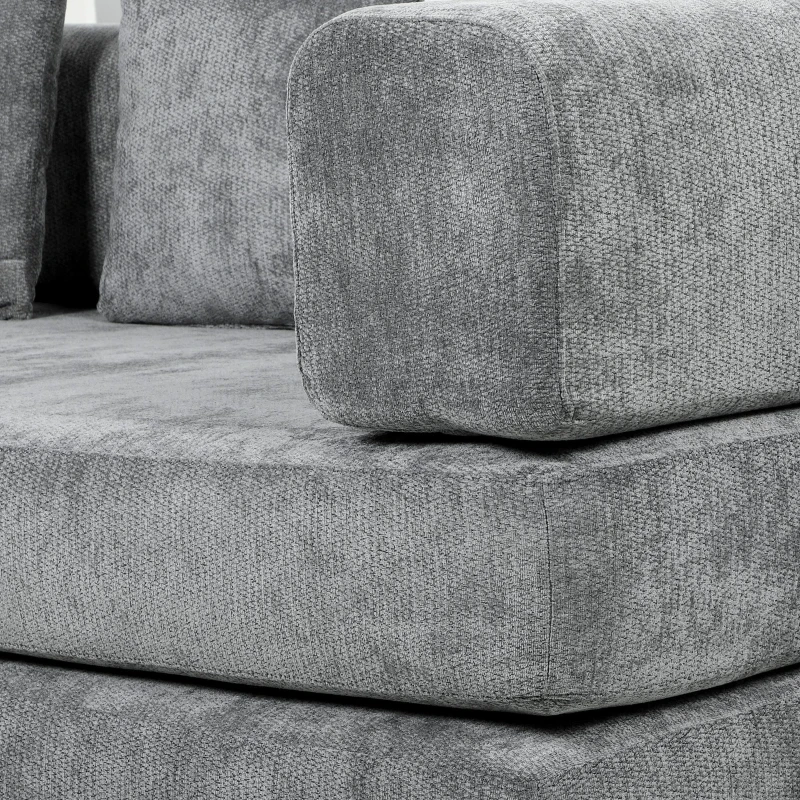 HOMCOM 81" Boneless Couch, 5-in-1 Convertible Sofa Bed with 29.5" Deep Seat, High-Density Foam, No Assembly, Grey
