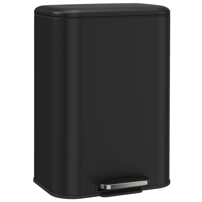 HOMCOM 13.2 Gallon Garbage Can, Slim Stainless Steel Trash Can with Removable PP Inner Bucket, Soft-Close Lid, Black